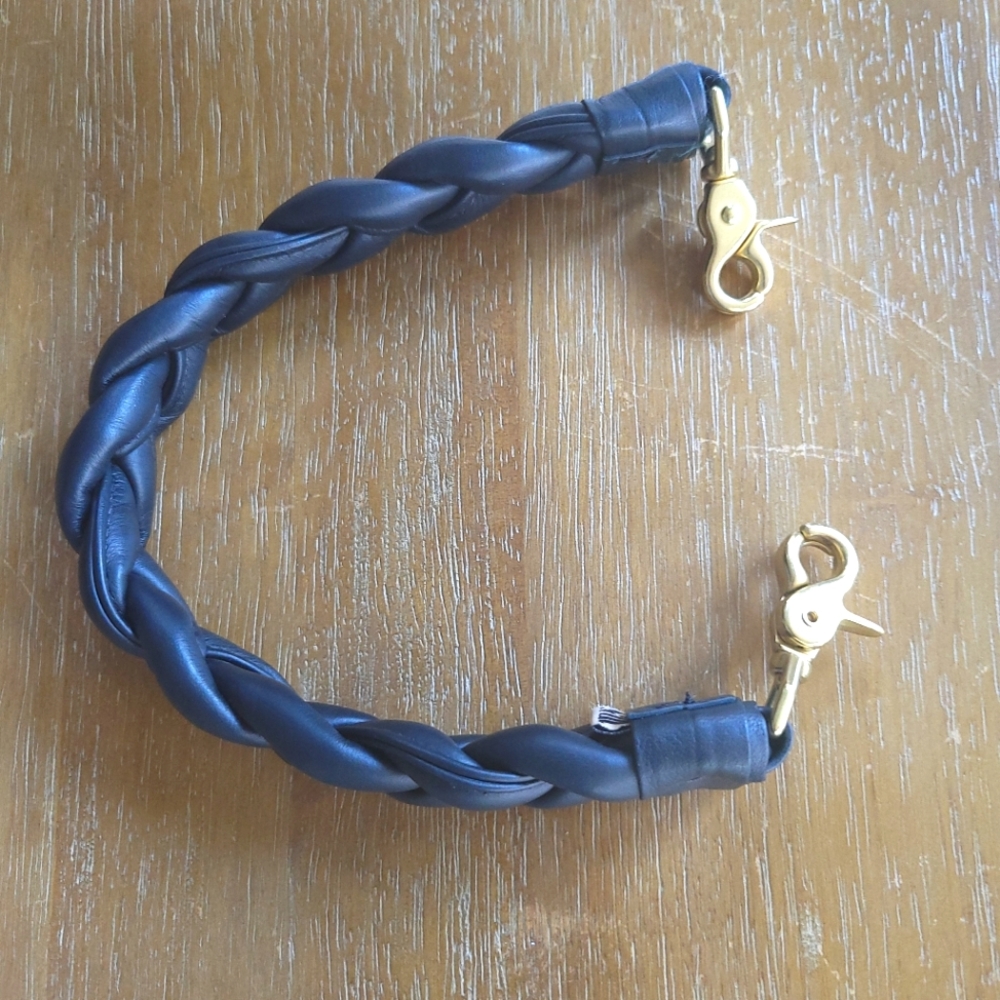 Salt French Braid Top Handle - Leather Black